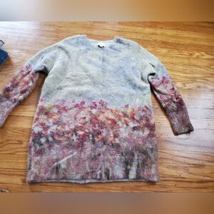 J. Crew Alpaca Merino Wool  Floral Patterned Women's Long Sweater Sz M